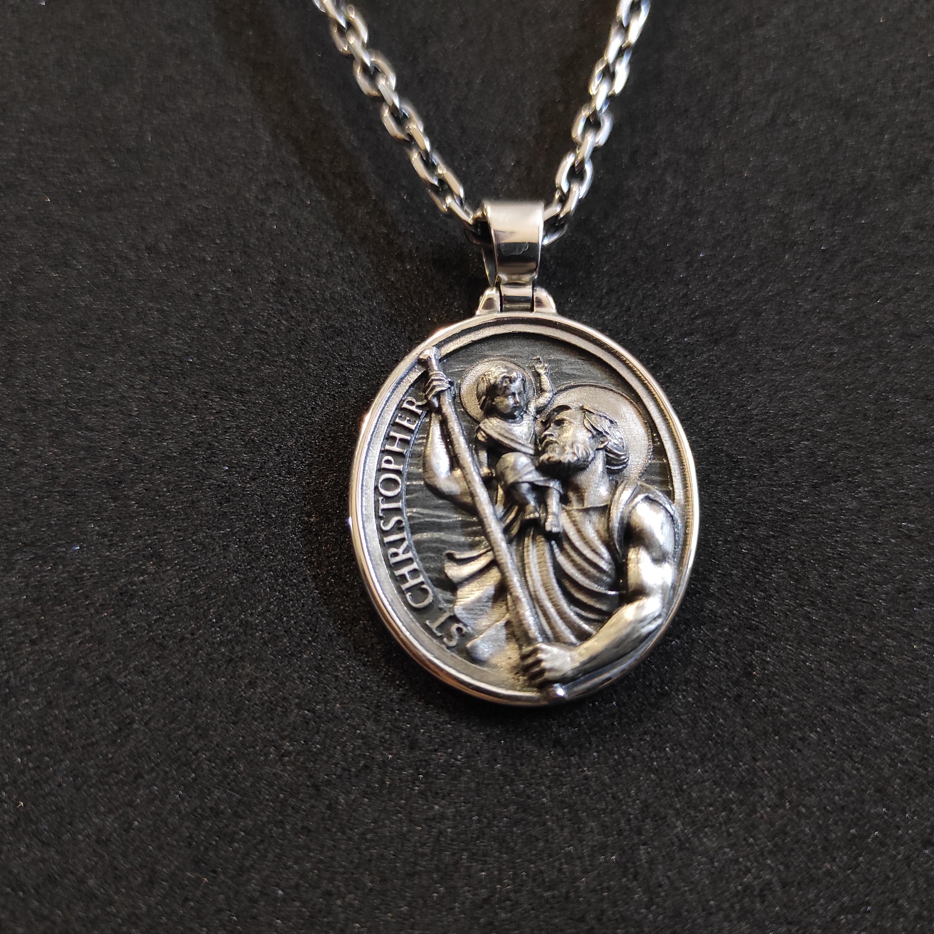 Personalized St. Christopher Sterling Silver Necklace: Handmade Catholic Pendant
