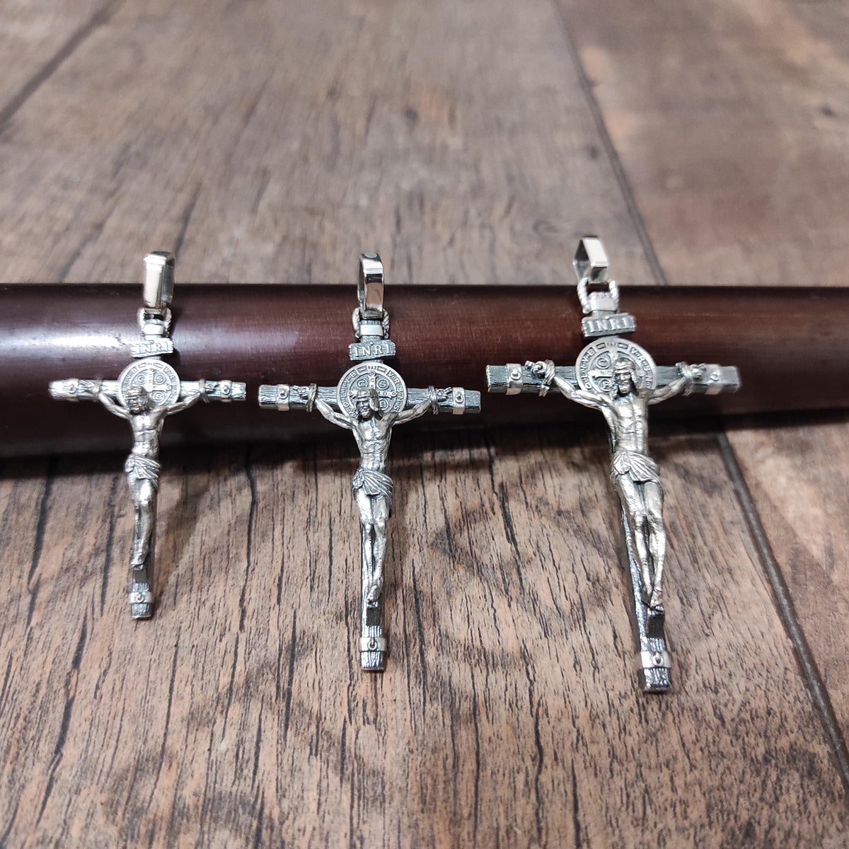 Handmade Saint Benedict Silver Crucifix Necklace: Religious Gift