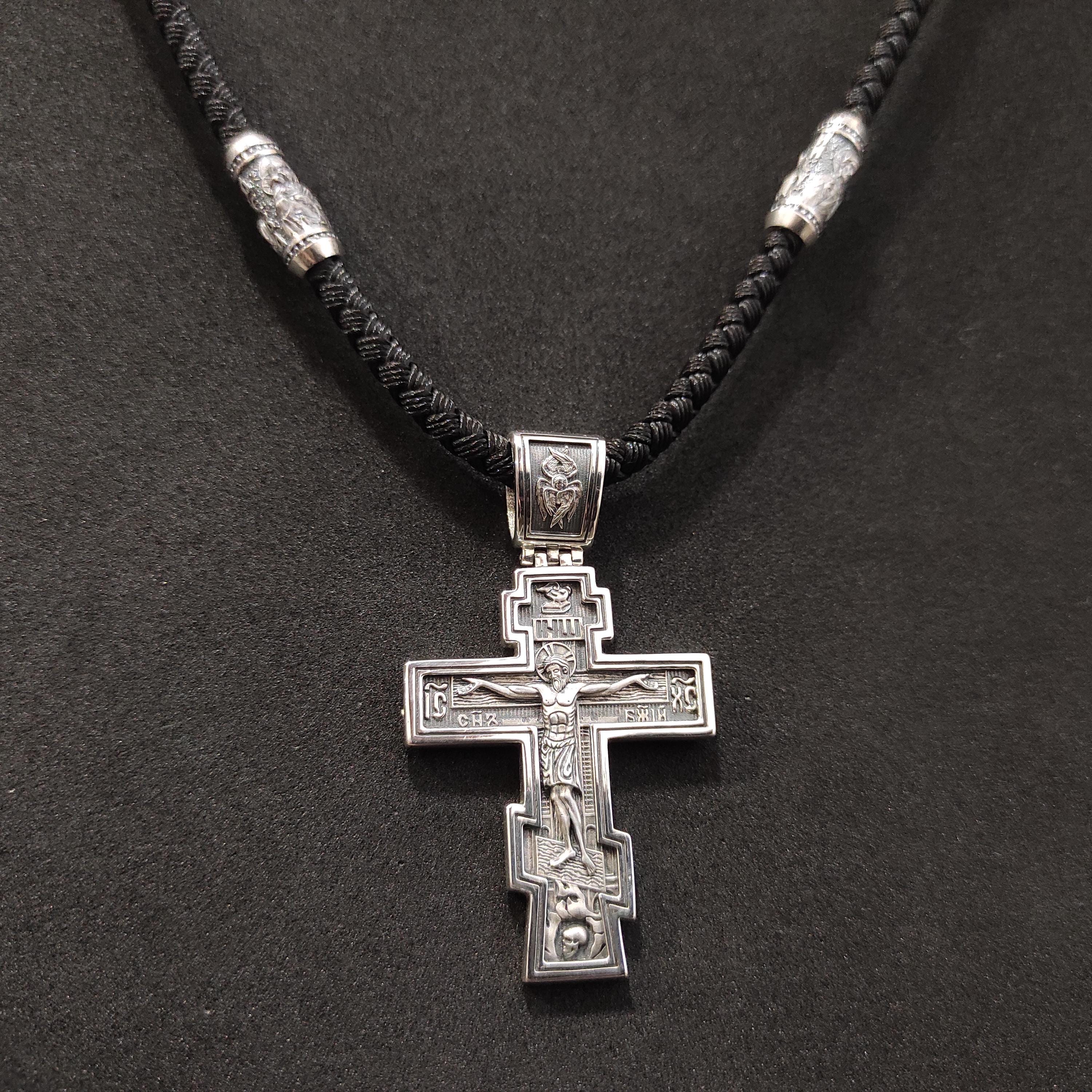 Sterling Silver Orthodox Crucifix Necklace: Religious Pendant