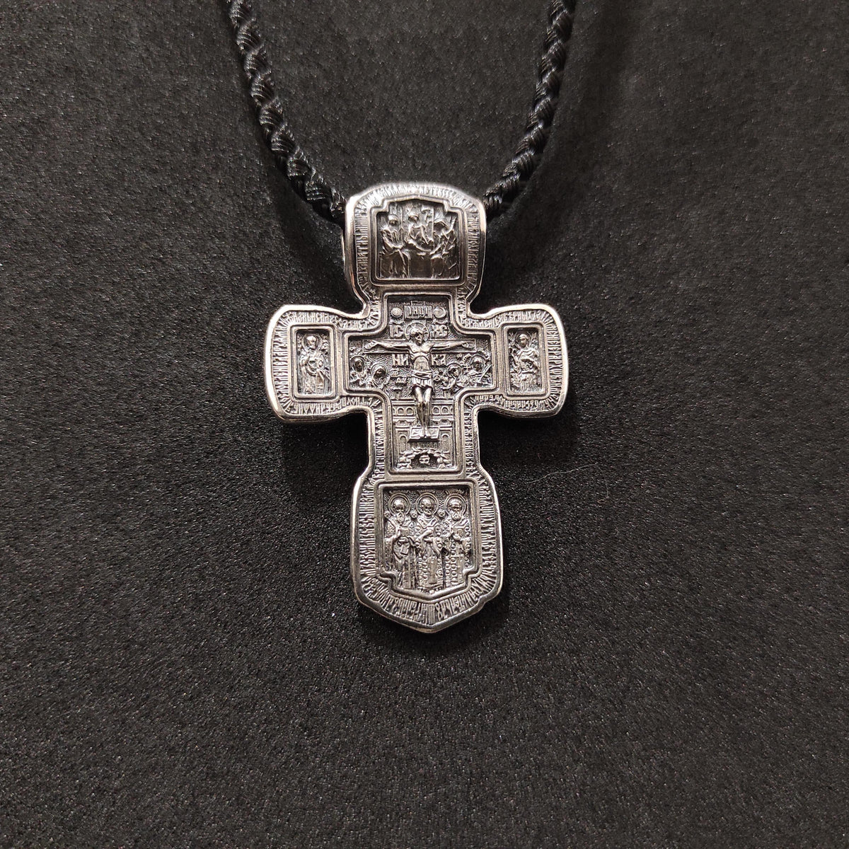 Sterling Silver Orthodox Crucifix Pendant - Religious Necklace