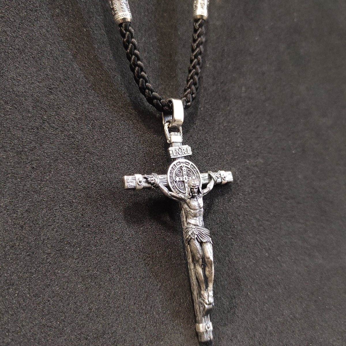 Handmade Sterling Silver Saint Benedict Crucifix Necklace: Religious Gift