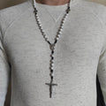 Sterling Silver Saint Benedict Rosary: White Howlite Beads, Catholic Exorcism Pendant