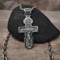 Personalized Jesus Cross Saint Benedict Crucifix Necklace Archangel Saint Michael: Sterling Silver