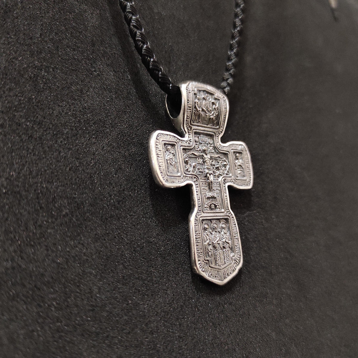 Sterling Silver Orthodox Crucifix Pendant - Religious Necklace