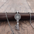 Saint Benedict Key Pendant: Sterling Silver Gothic Crucifix Necklace