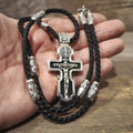 Personalized Jesus Cross Saint Benedict Crucifix Necklace Archangel Saint Michael : Sterling Silver & Ebony Wood