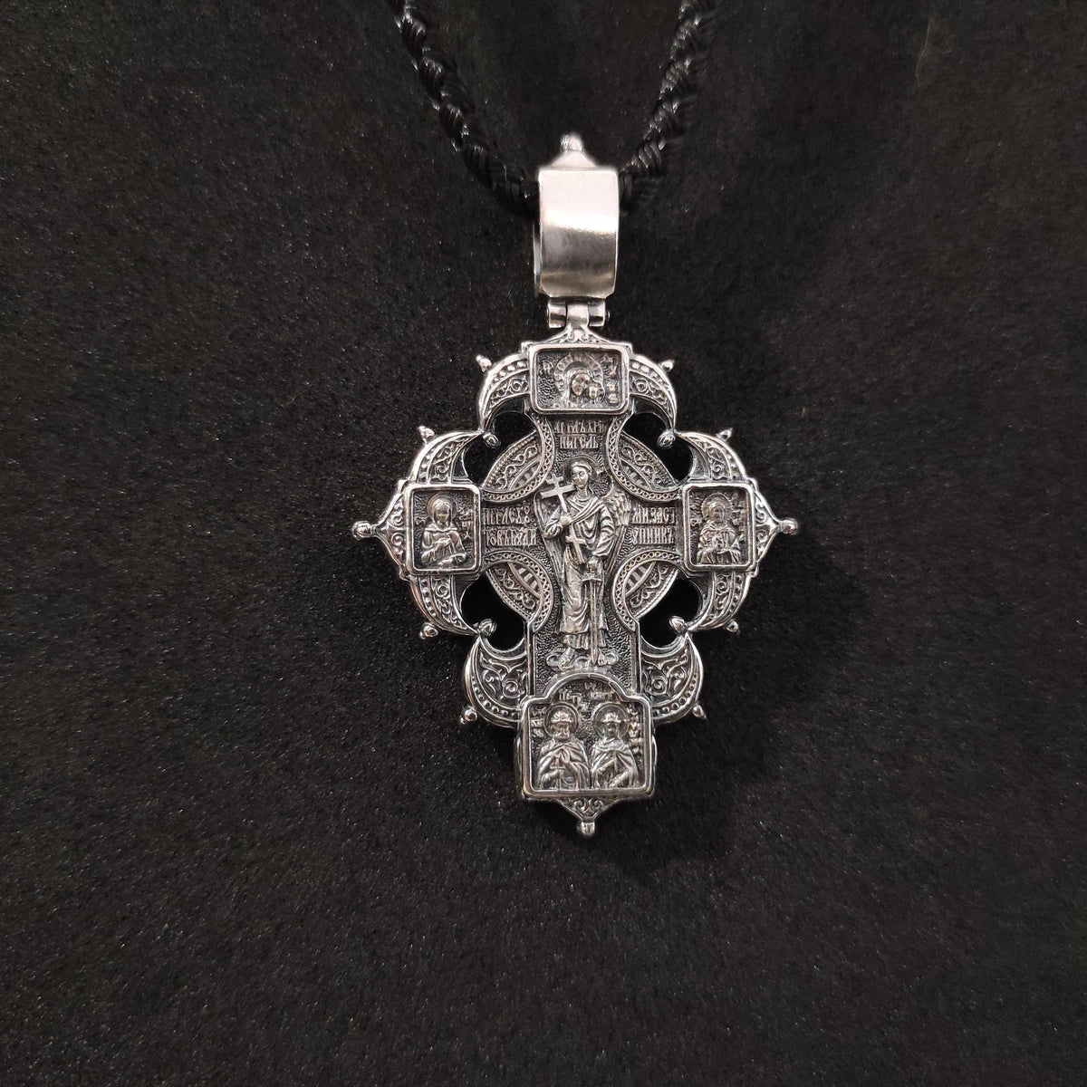 Sterling Silver Orthodox Crucifix Pendant: Religious Christian Necklace