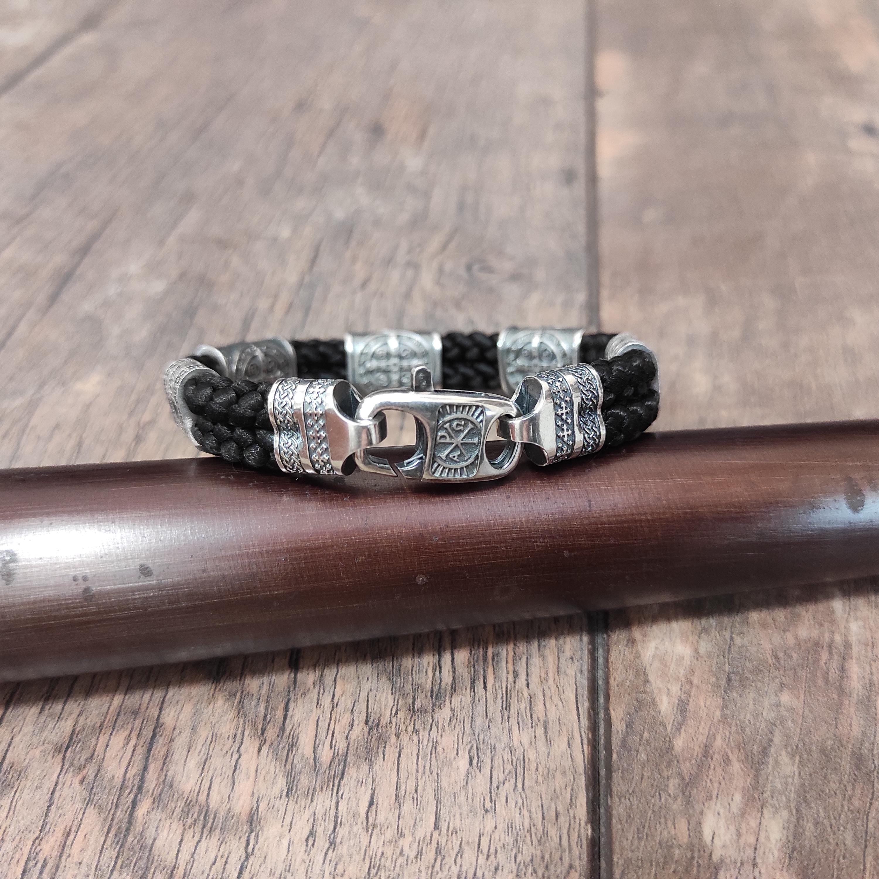 Handmade St. Benedict Silver Bracelet: Religious Exorcism Gift