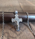 Personalized Saint Benedict Silver Crucifix Necklace: Handmade Exorcism Cross Pendant
