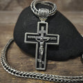 Sterling Silver Orthodox Cross Necklace - Archangel Michael, Ebony Wood