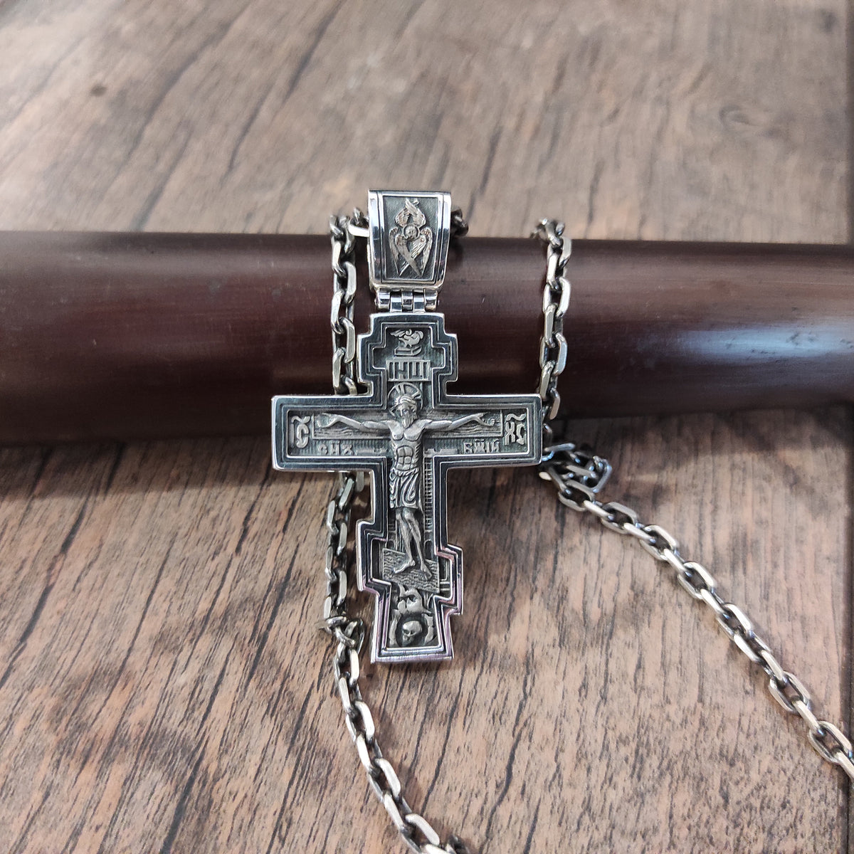 Sterling Silver Orthodox Crucifix Necklace - Religious Pendant