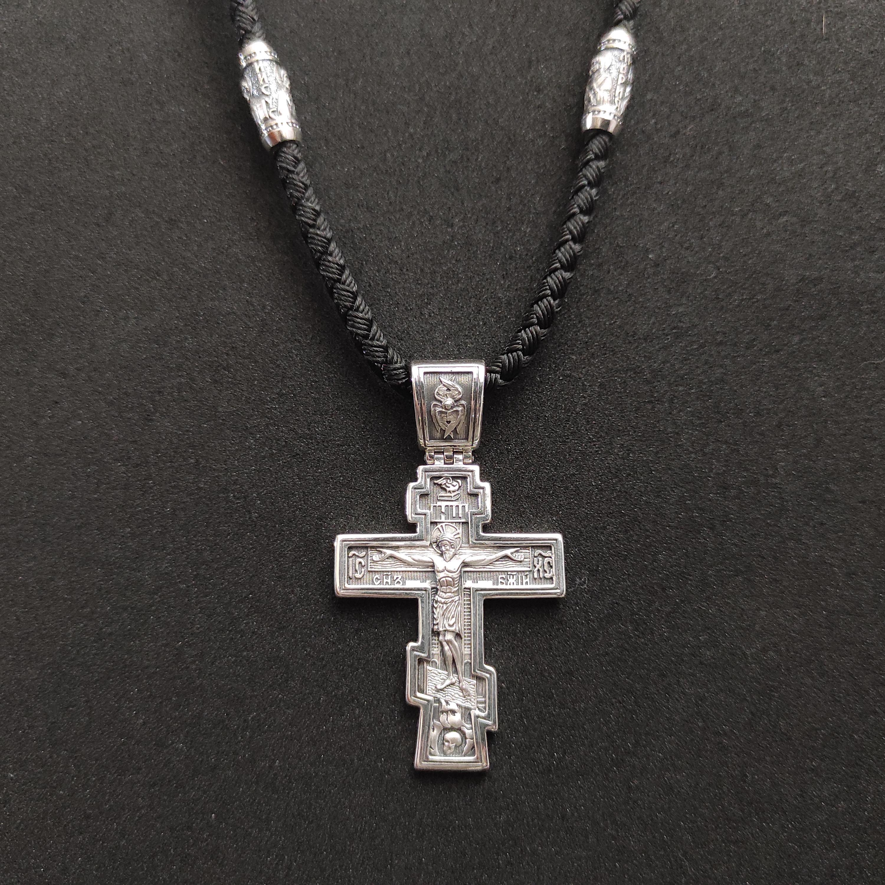 Sterling Silver Orthodox Crucifix Necklace: Religious Pendant