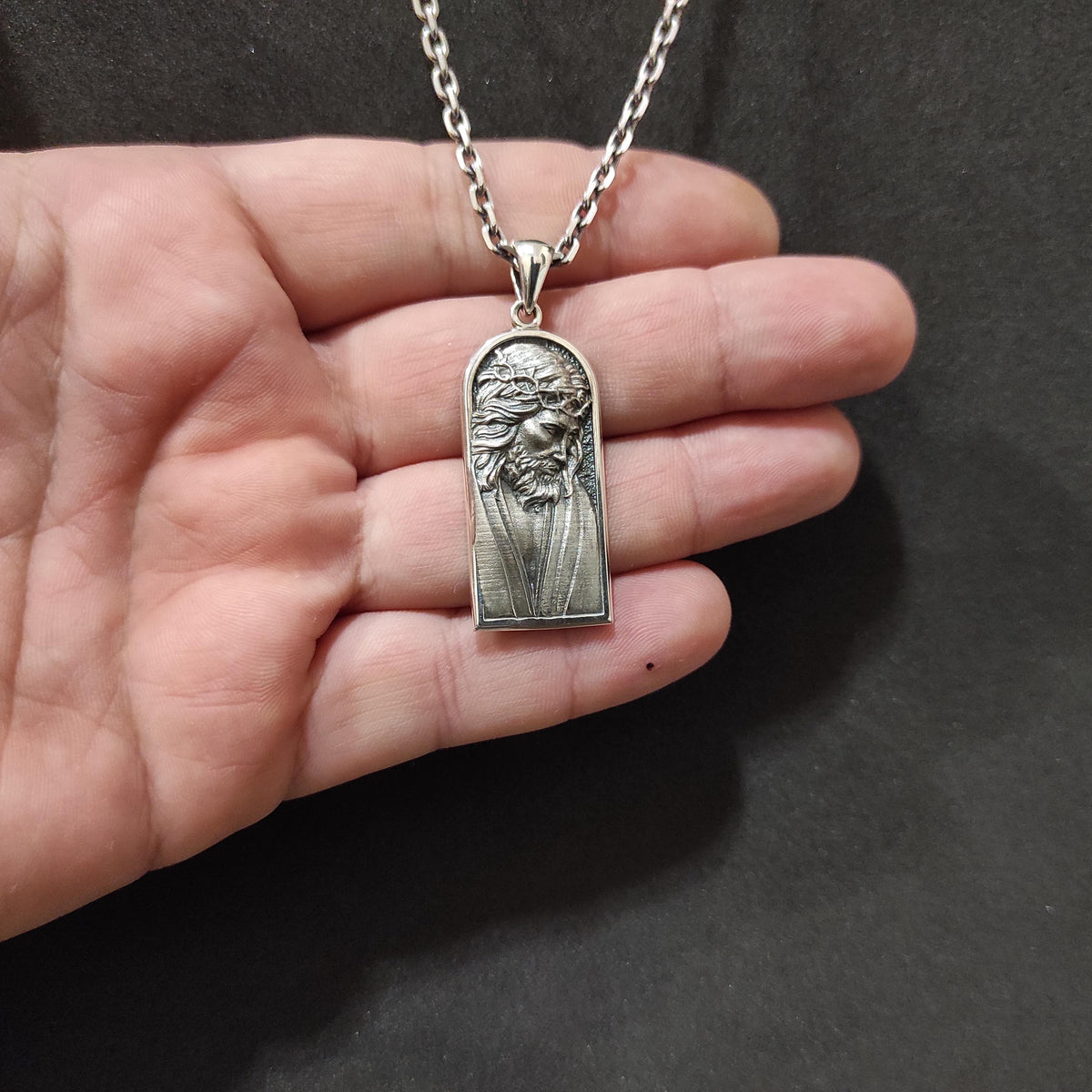 Personalized Sterling Silver Jesus Cross Necklace: Christian Religious Gift