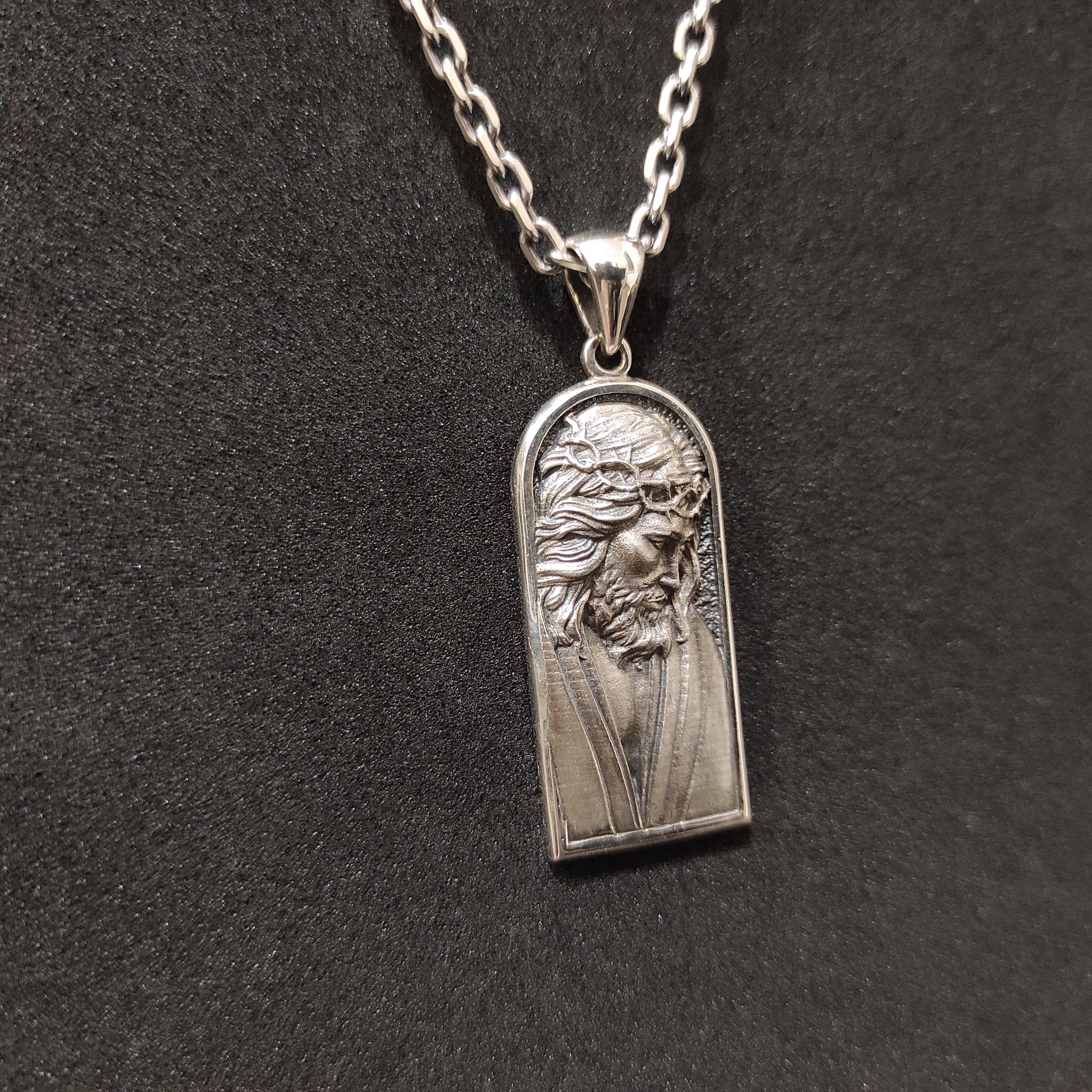 Personalized Sterling Silver Jesus Cross Necklace: Christian Religious Gift