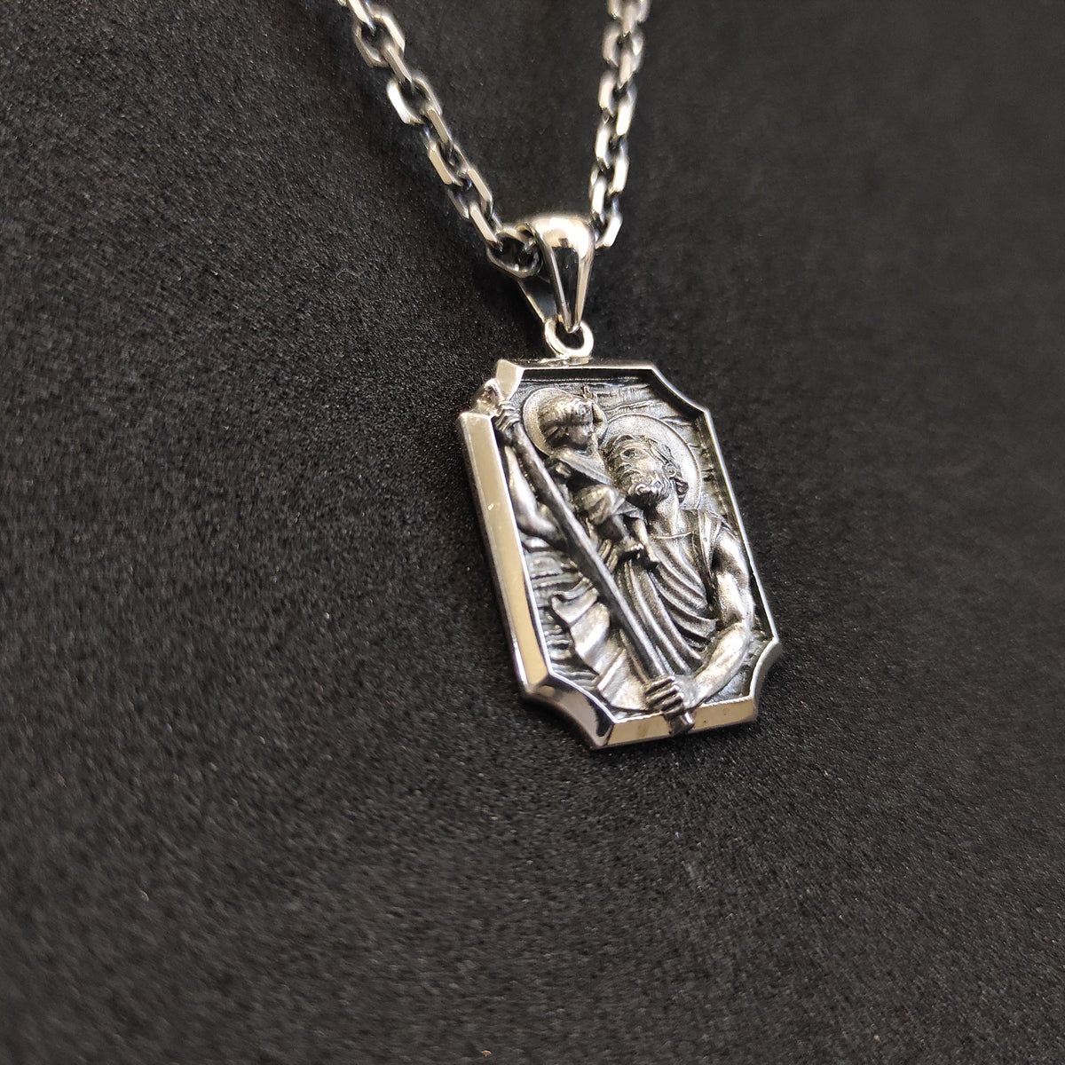 Personalized St. Christopher Sterling Silver Necklace: Handmade Catholic Pendant