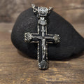 Sterling Silver Crucifix Archangel Michael Necklace & Ebony Wood - Religious Pendant