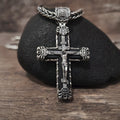 Sterling Silver Orthodox Crucifix Necklace & Ebony Wood - Religious Pendant