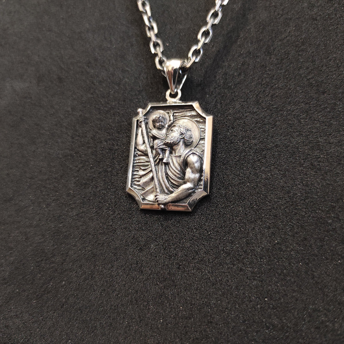 Personalized St. Christopher Sterling Silver Necklace: Handmade Catholic Pendant