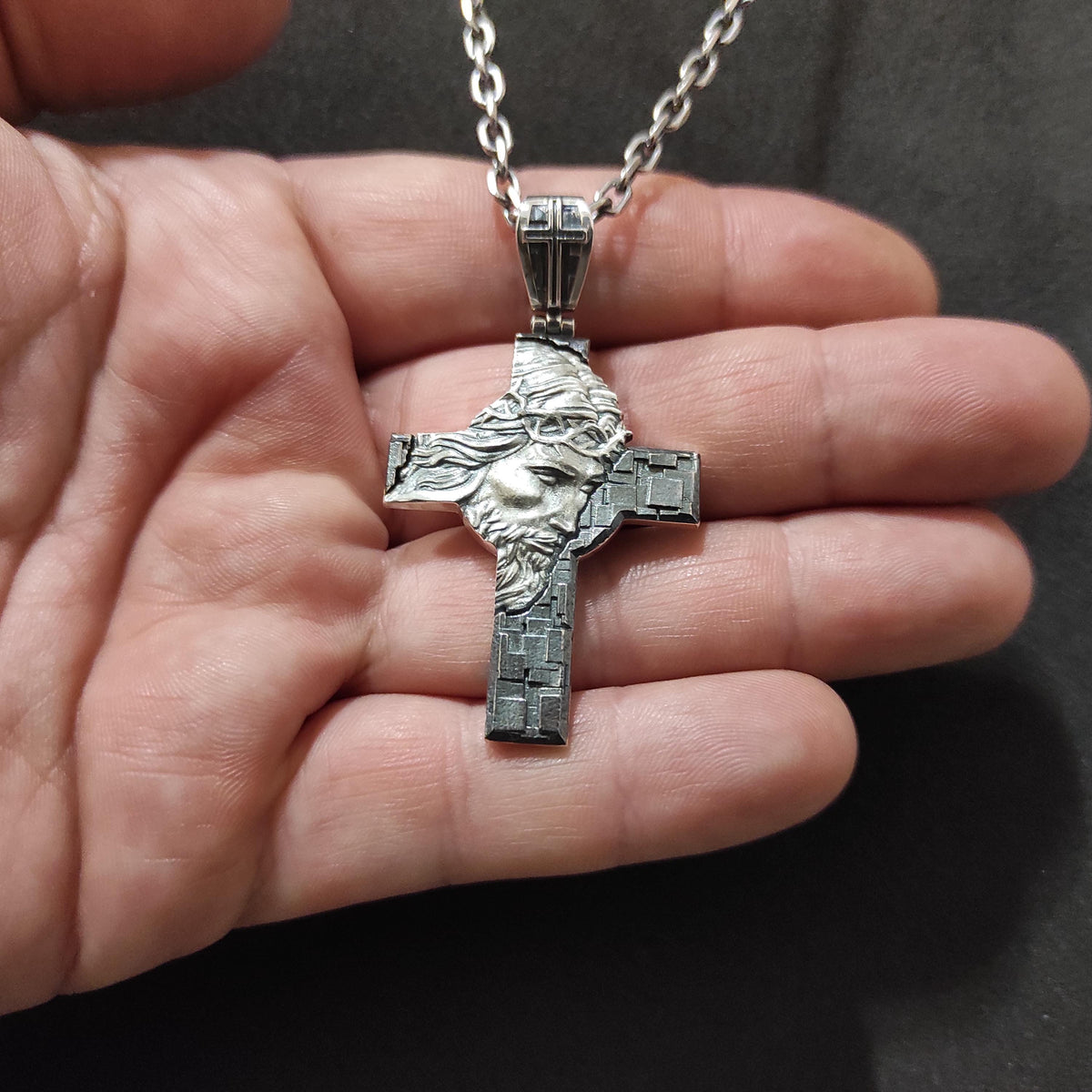 Personalized Sterling Silver Jesus Cross Necklace: Christian Religious Gift