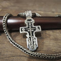 Sterling Silver Orthodox Cross Necklace - Archangel Michael, Ebony Wood