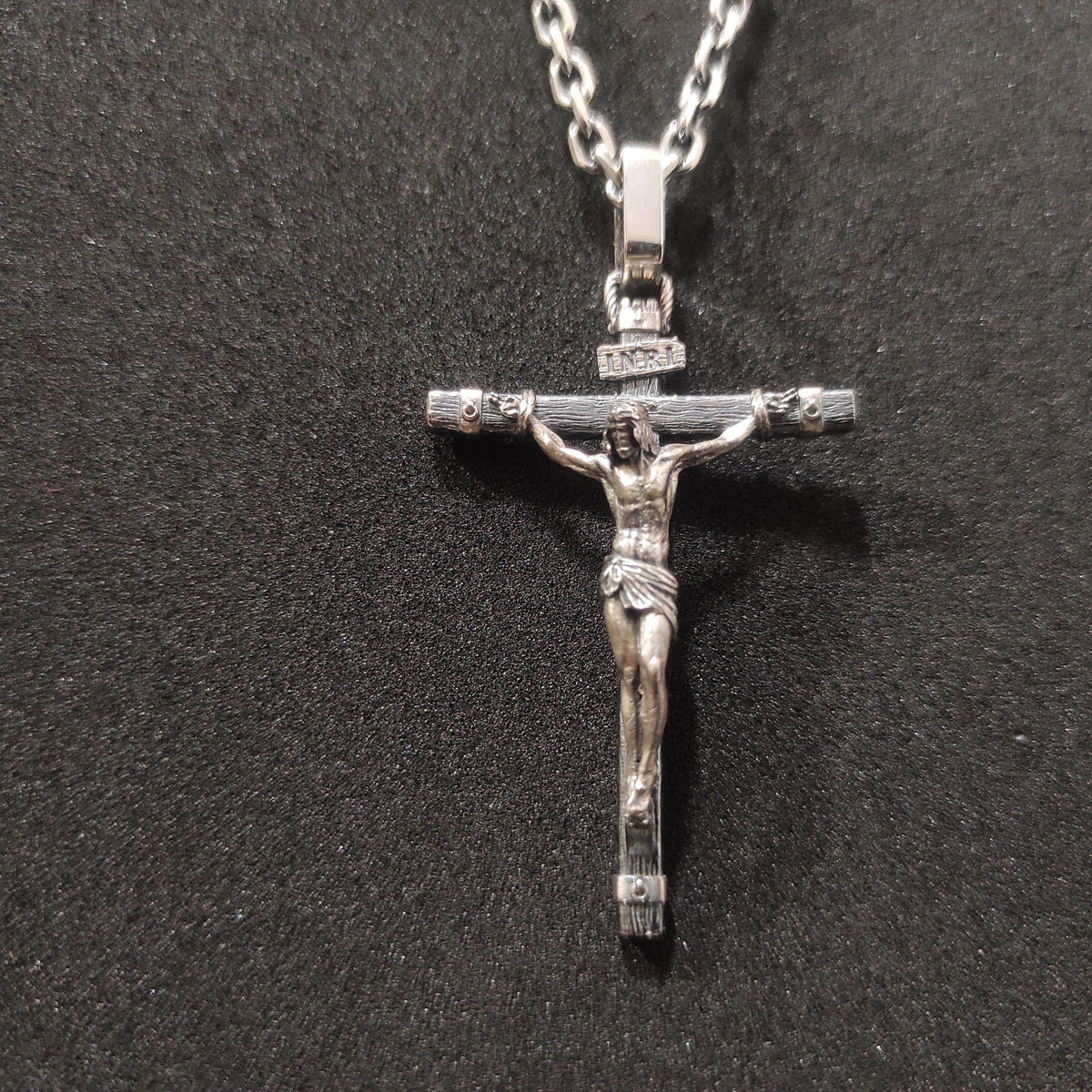 Handmade Silver Jesus Crucifix Necklace, Religious Gift