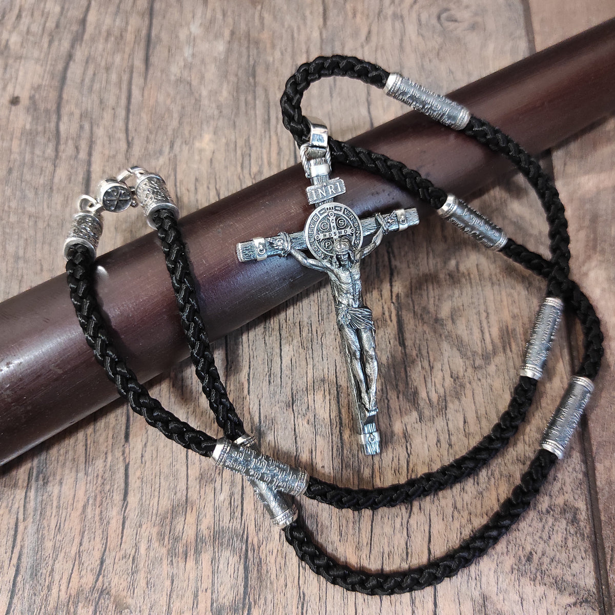 Handmade Sterling Silver Saint Benedict Crucifix Necklace: Religious Gift