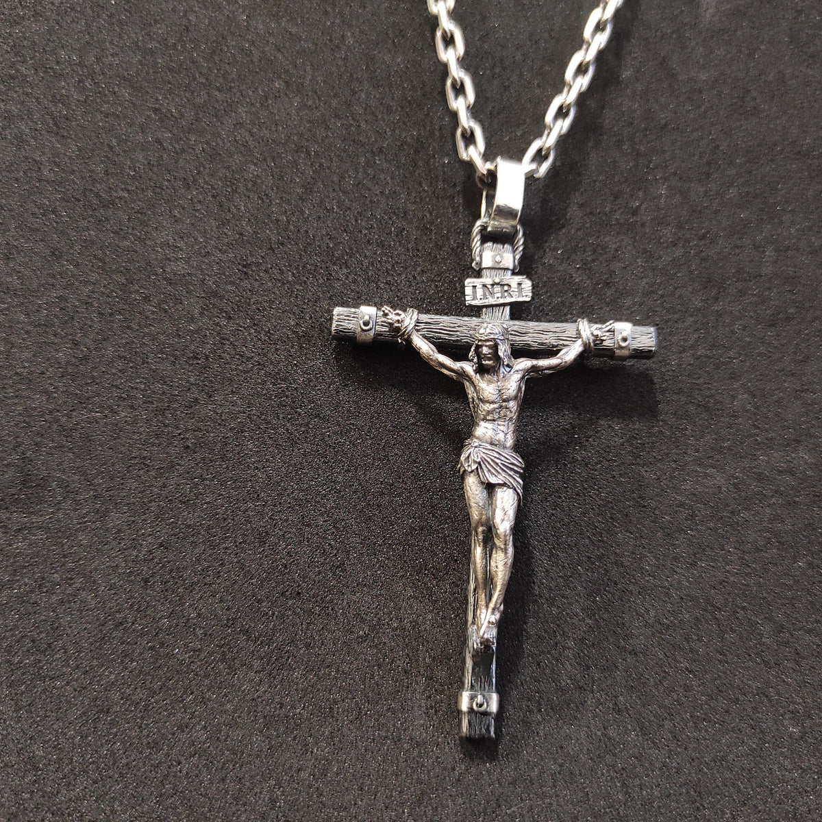 Personalized Sterling Silver Jesus Cross Necklace: Handmade Religious Pendant