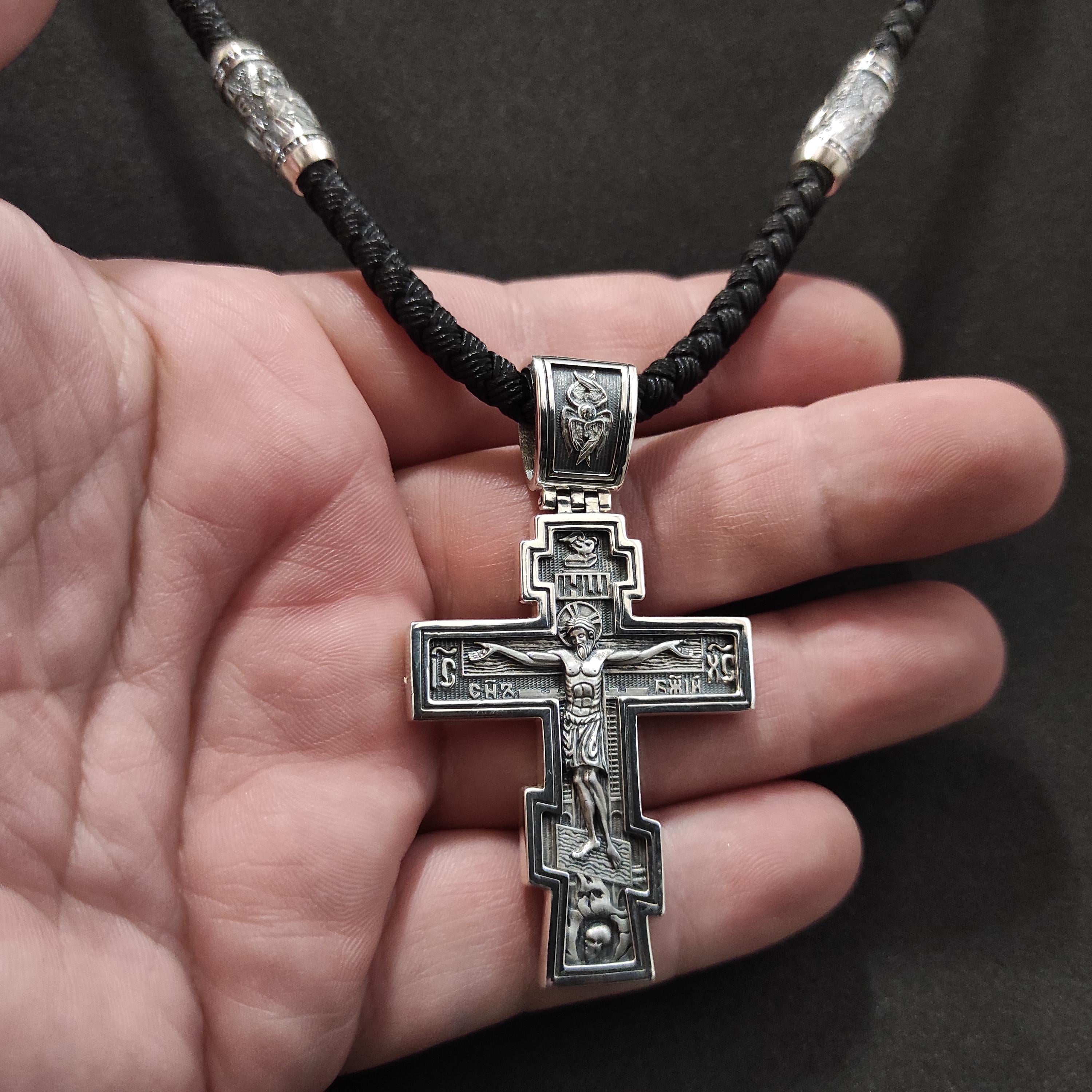 Sterling Silver Orthodox Crucifix Necklace: Religious Pendant