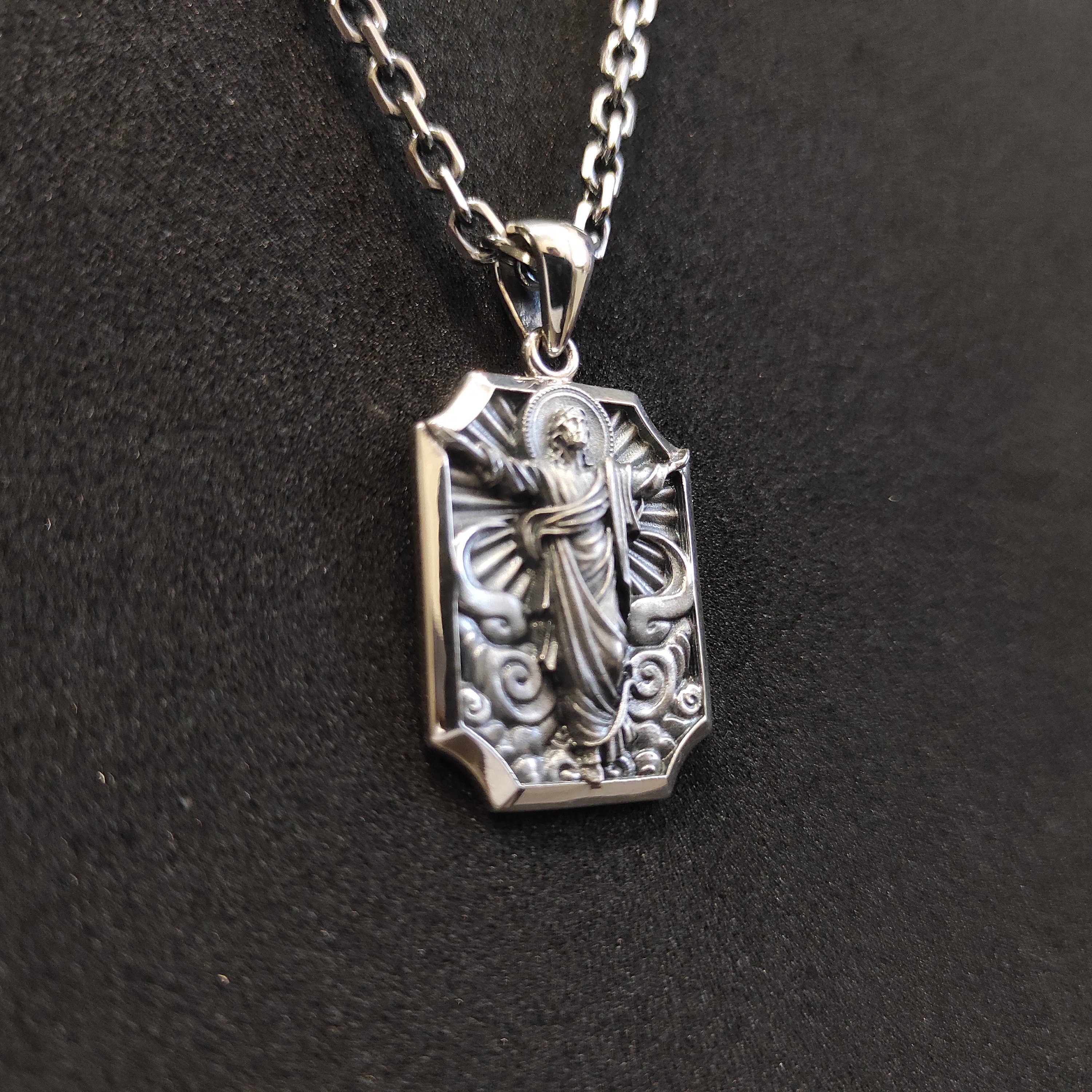 Sterling Silver Ascension Cross Necklace: Christian Jesus Crucifix Pendant