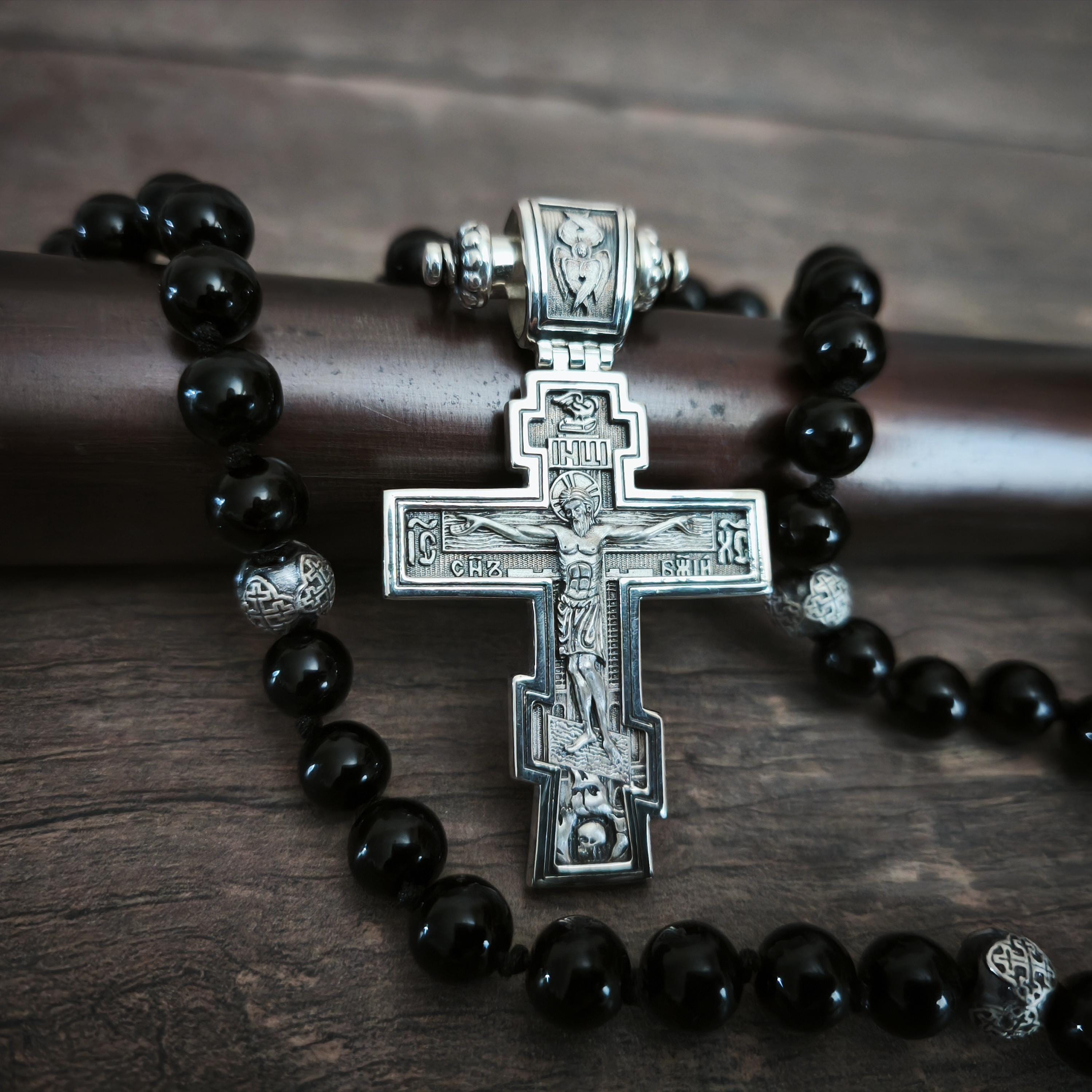 Sterling Silver Orthodox Crucifix Necklace: Religious Pendant