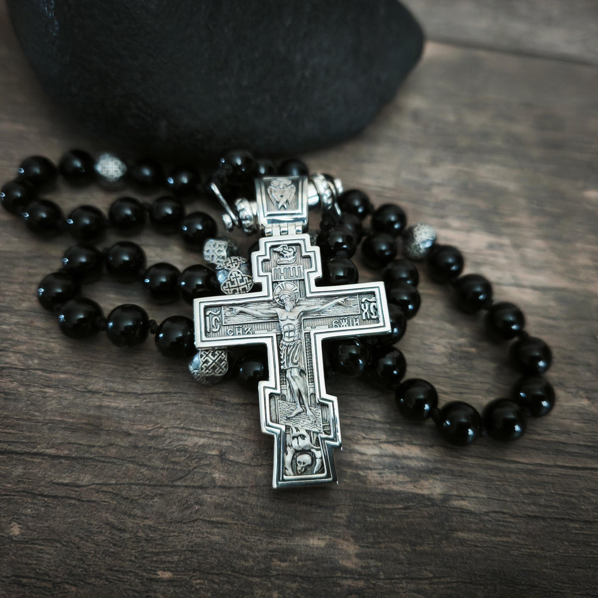 Sterling Silver Orthodox Crucifix Necklace: Religious Pendant