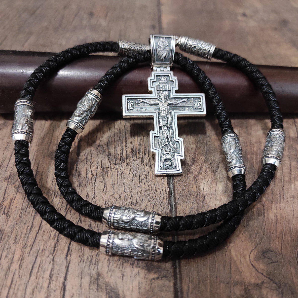 Sterling Silver Orthodox Crucifix Necklace: Religious Pendant