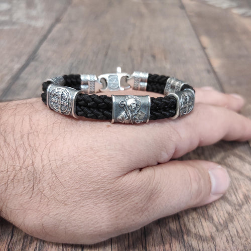 Handmade St. Benedict Silver Bracelet: Religious Exorcism Gift