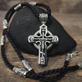 Sterling Silver Orthodox Crucifix Necklace: Jesus Cross Pendant, Ebony Wood