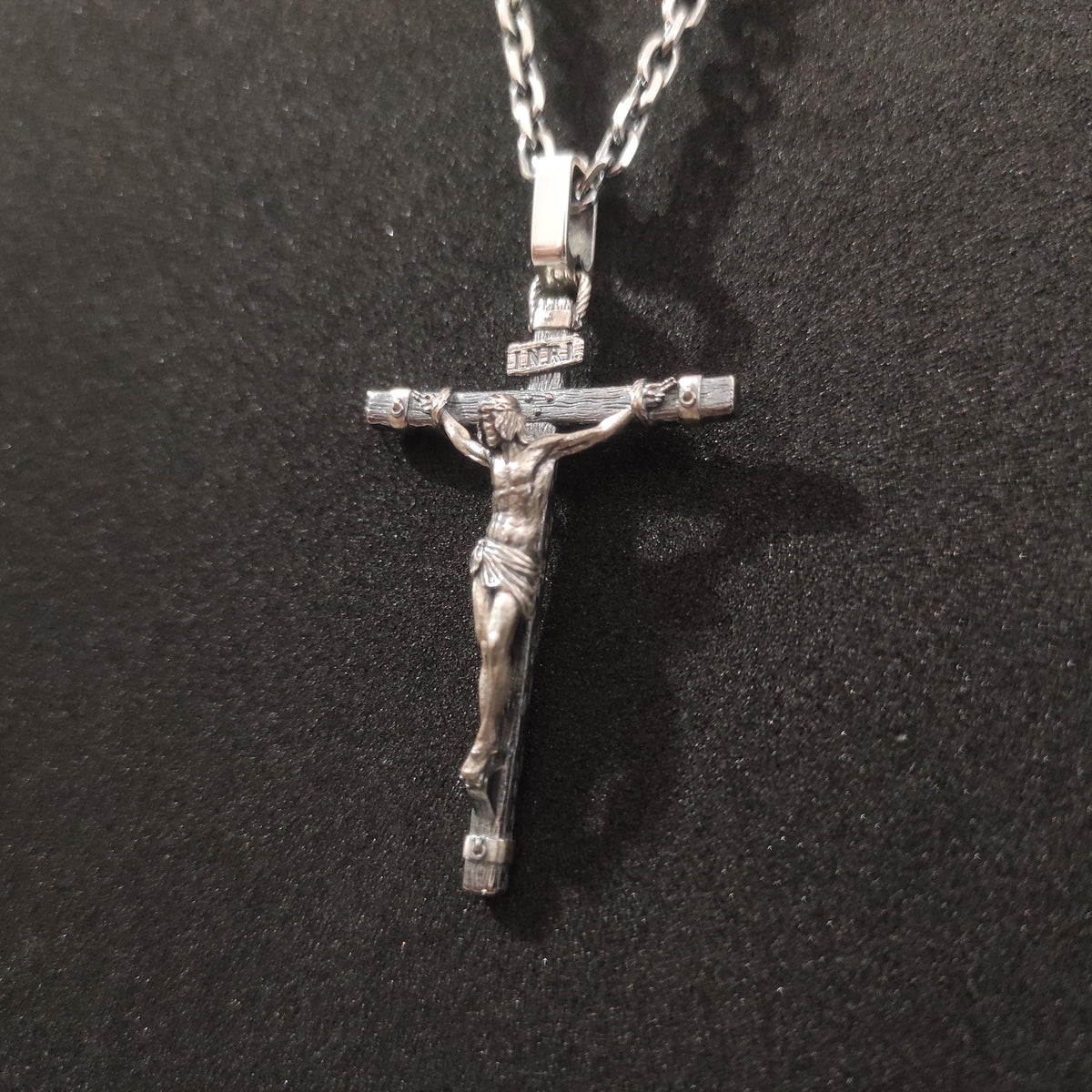 Handmade Silver Jesus Crucifix Necklace, Religious Gift