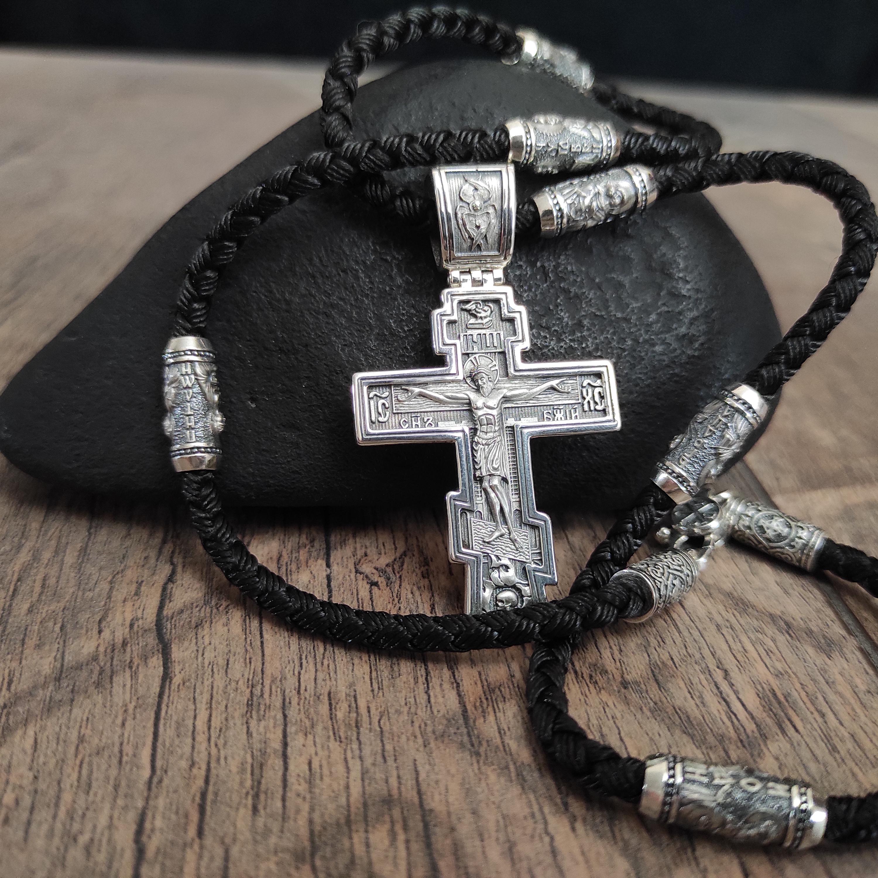 Sterling Silver Orthodox Crucifix Necklace: Religious Pendant