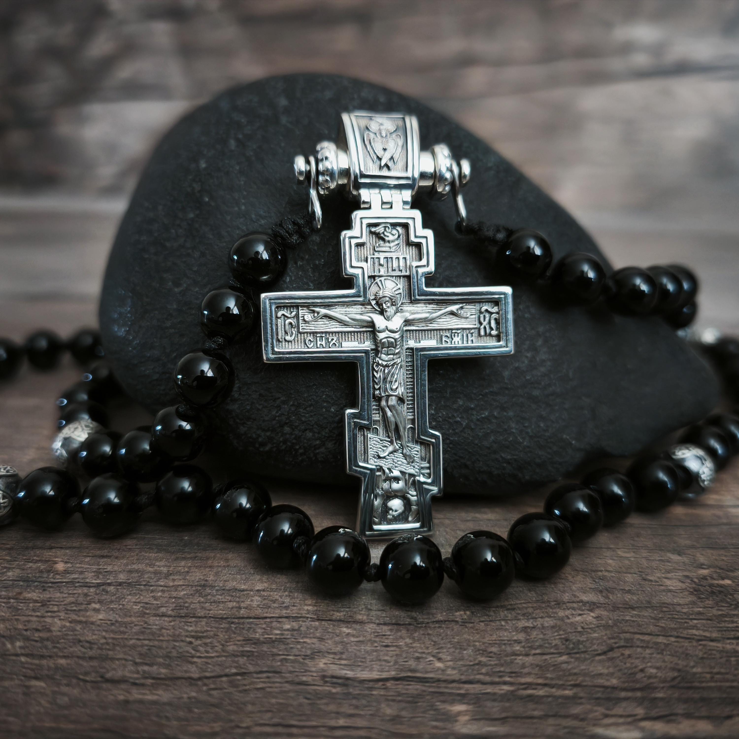 Sterling Silver Orthodox Crucifix Necklace: Religious Pendant