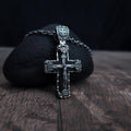 Sterling Silver Crucifix Archangel Michael Necklace & Ebony Wood - Religious Pendant