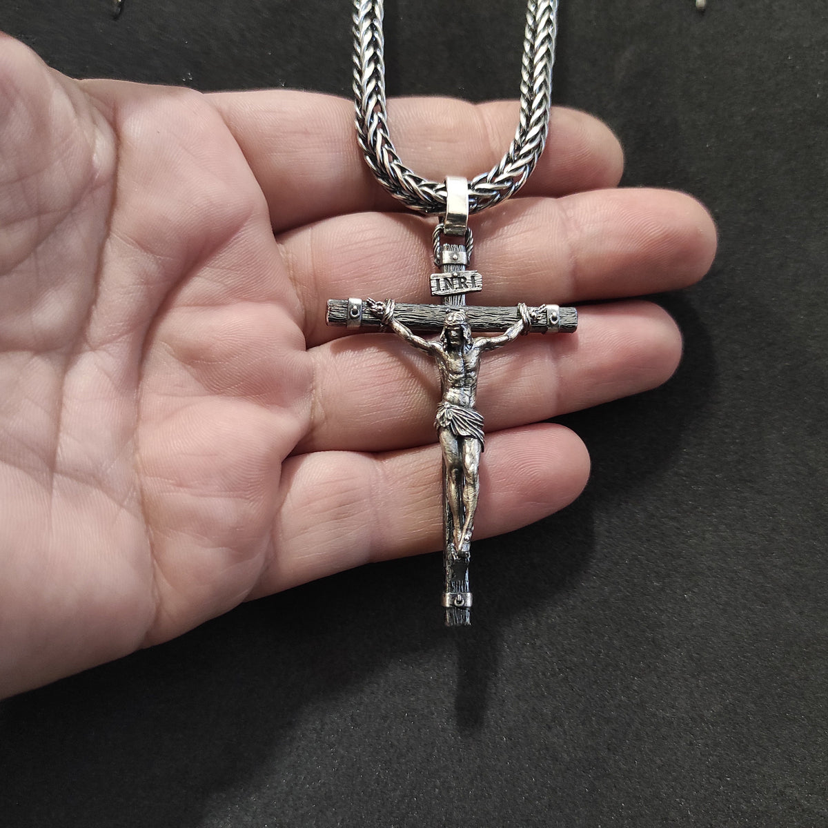 Personalized Sterling Silver Jesus Cross Necklace: Handmade Religious Gift
