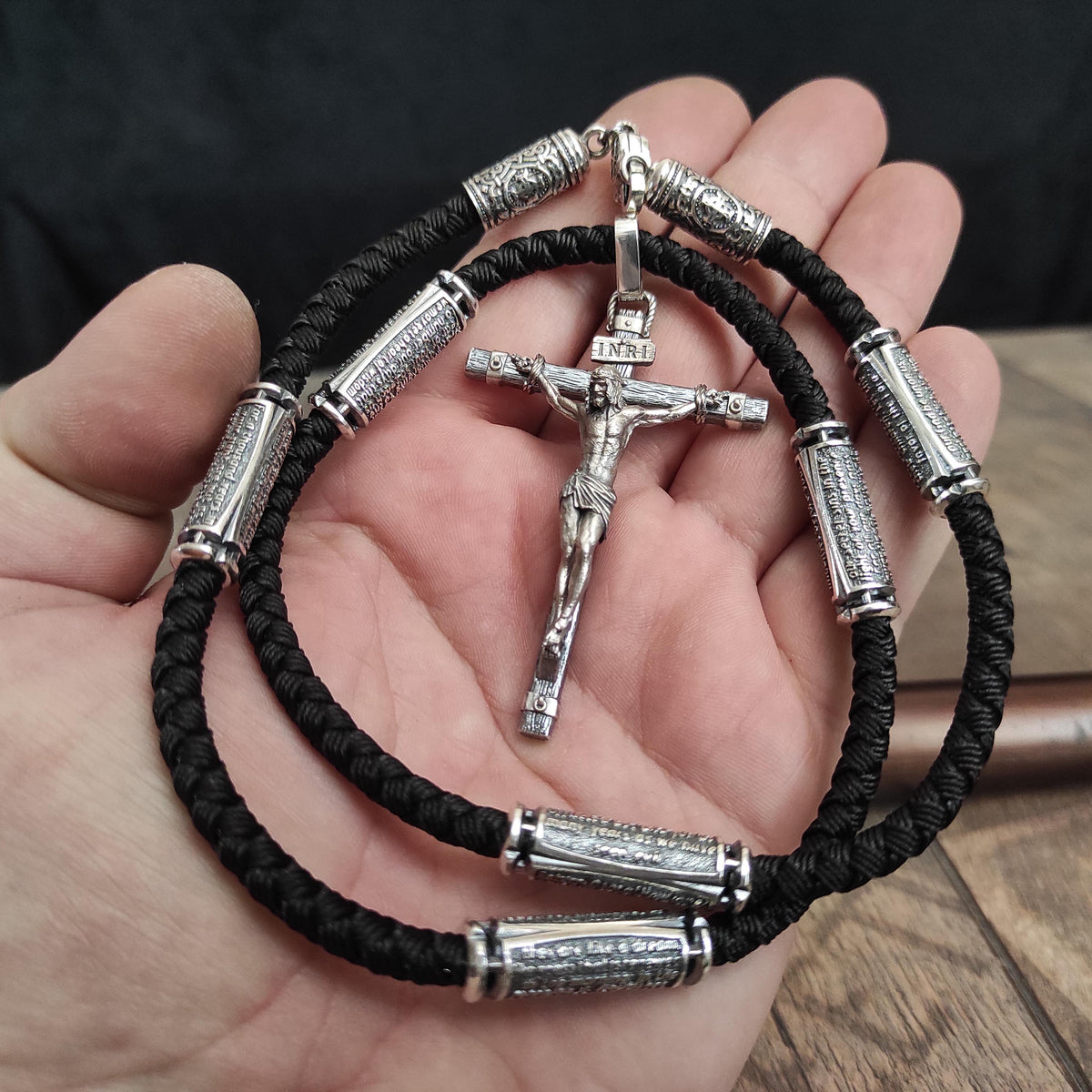 Personalized Sterling Silver Jesus Cross Necklace: Handmade Religious Gift