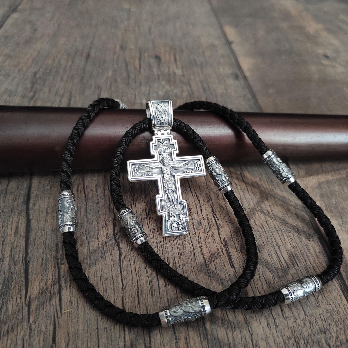 Sterling Silver Orthodox Crucifix Necklace: Religious Pendant