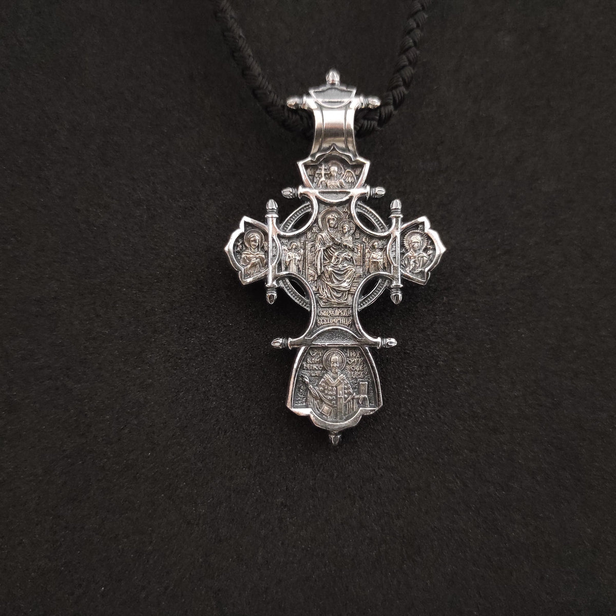 Silver Orthodox Crucifix Necklace: Christian Jesus Cross Pendant